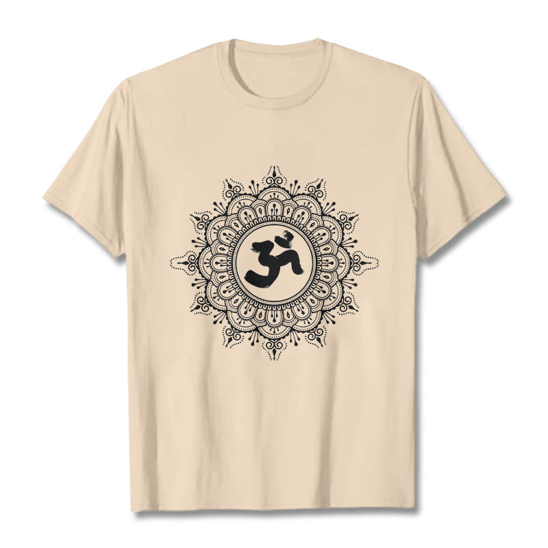 Buddha Stones Symmetry Mandala Om Symbol Pattern Tee Cotton T-shirt