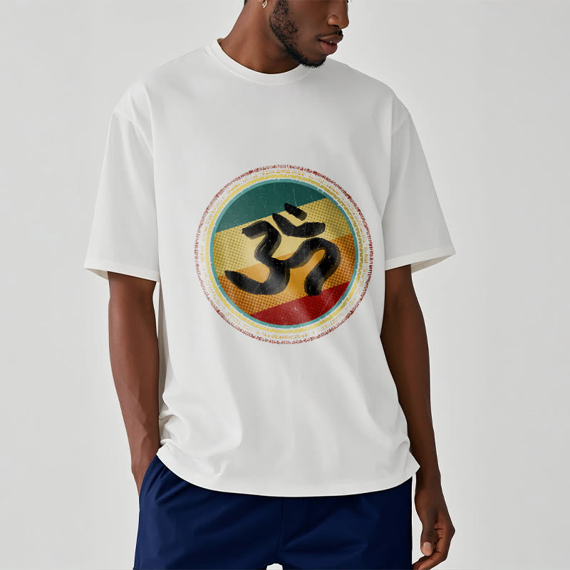 Buddha Stones Vibrant Color Simple Circular Mandala Pattern Om Symbol Tee Cotton T-shirt