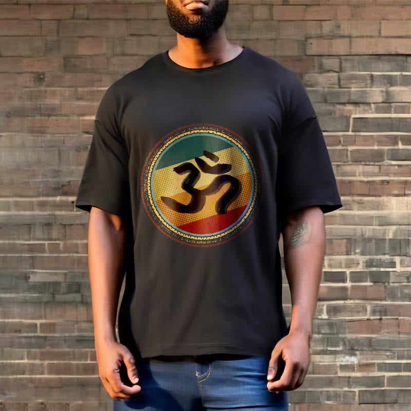 Buddha Stones Vibrant Color Simple Circular Mandala Pattern Om Symbol Tee Cotton T-shirt
