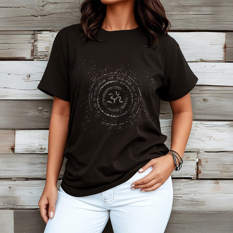 Buddha Stones Mandala Om Symbol Mantra Pattern Tee Cotton T-shirt