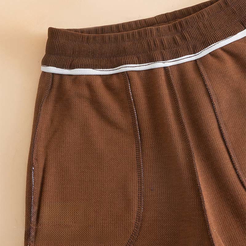 Buddha Stones Women's Fall Pure Color Wide Leg Cotton Pants With Pockets