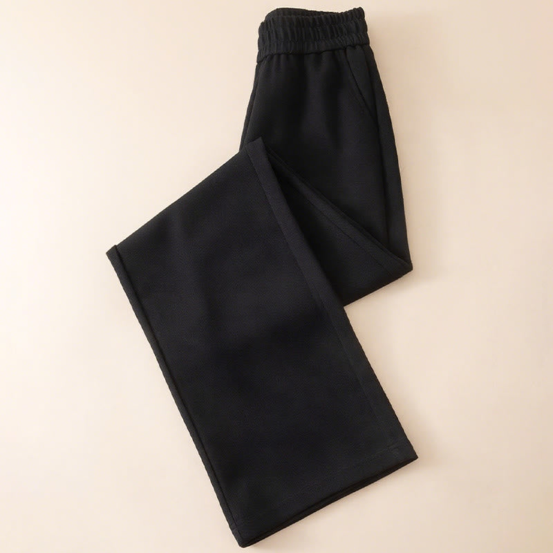 Buddha Stones Women's Plain High Waist Design Wide Leg Cotton Pants With Pockets
