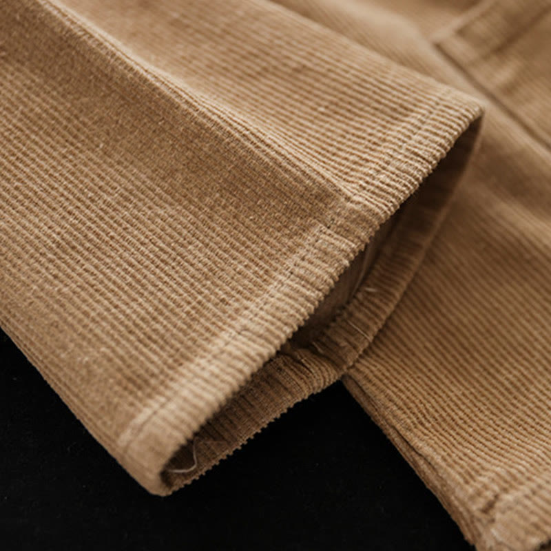 Buddha Stones Women's Cotton Long Sleeve Corduroy Jacket With Pockets