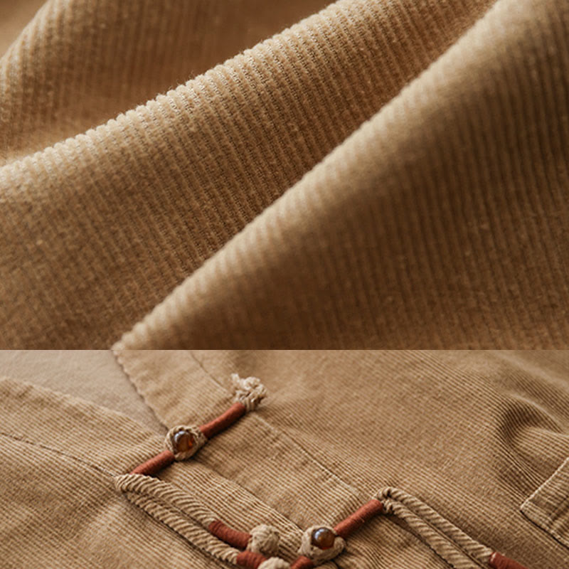Buddha Stones Women's Cotton Long Sleeve Corduroy Jacket With Pockets