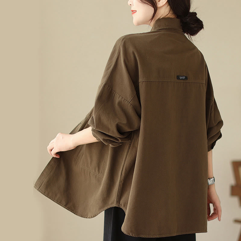 Buddha Stones Casual Solid Color Women's Long Sleeve Jacket With Pockets