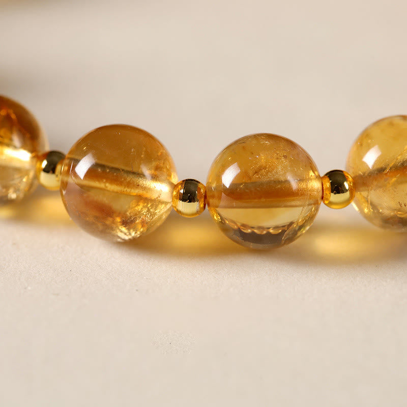 Buddha Stones Natural Citrine Fu Character Lucky Beast Prosperity Bracelet
