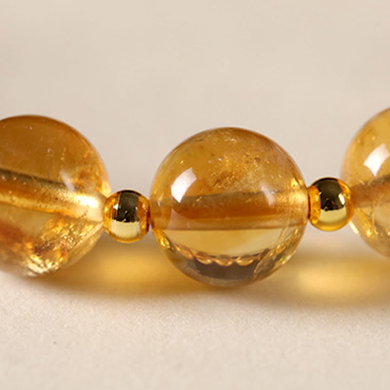 Buddha Stones Natural Citrine Fu Character Lucky Beast Prosperity Bracelet
