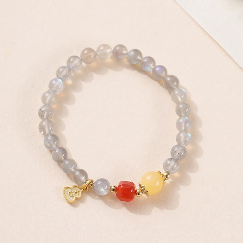 Buddha Stones Natural Moonstone Lotus Love Charming Bracelet