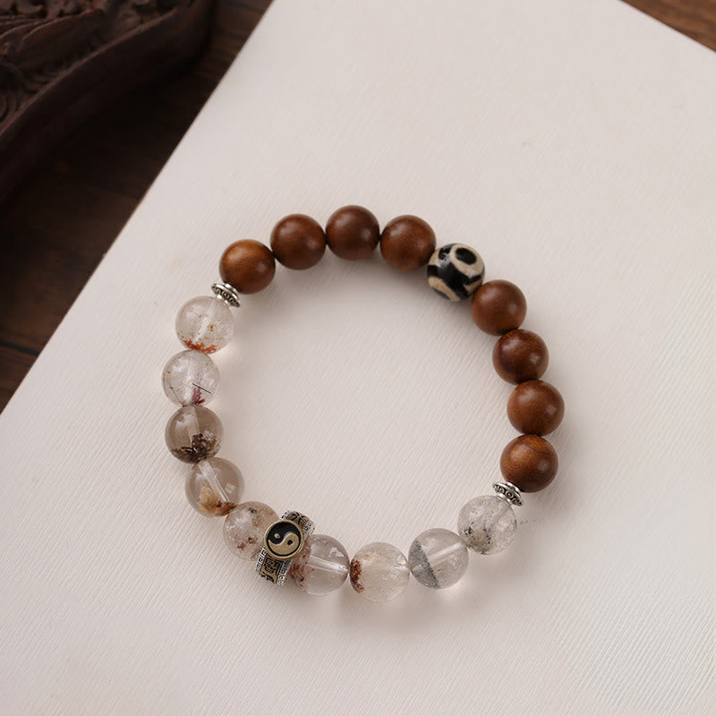Buddha Stones Lightning Struck Wood Red Phantom Yin Yang Protection Bracelet