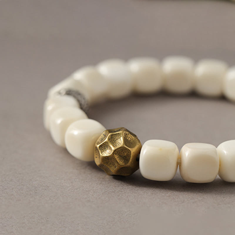 Buddha Stones Bodhi Seed Hammered Copper Brass Calm Bracelet