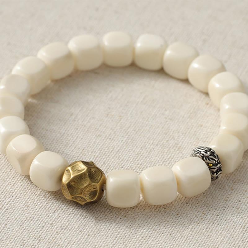 Buddha Stones Bodhi Seed Hammered Copper Brass Calm Bracelet