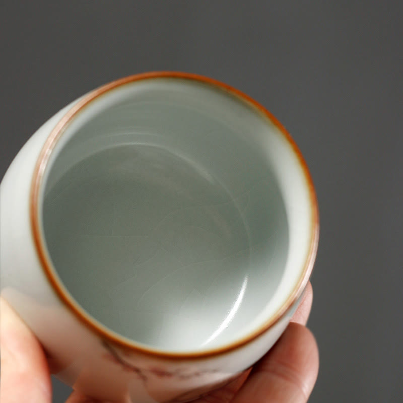 Buddha Stones Cute Cat Branches Teacup Kung Fu Tea Cup With Gift Box