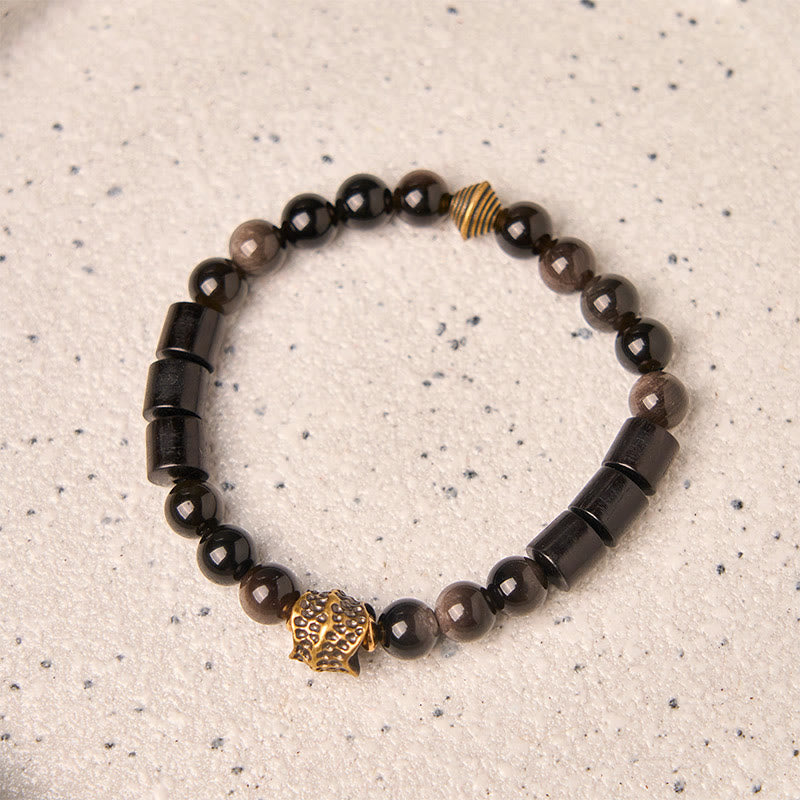 FREE Today: Protection and Communication Silver Sheen Obsidian Ebony Bracelet