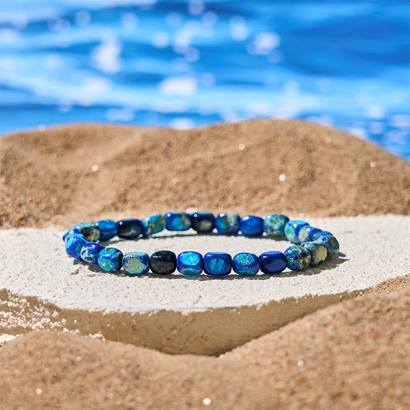 FREE Today: Anti-stress and Happiness Natural Colorful Emperor Stone Oval Square Beads Bracelet