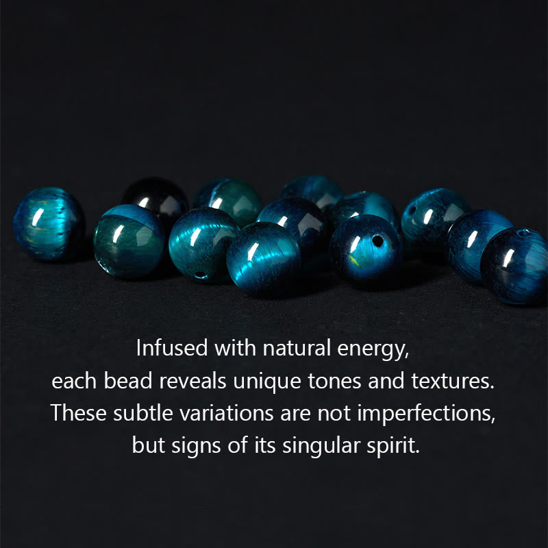 FREE Today: Positive Strength Silver Sheen Obsidian Blue Tiger Eye Black Onyx Five Elements Bracelet