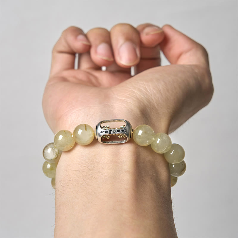 Buddha Stones Natural Citrine Om Mani Padme Hum Prosperity Bracelet