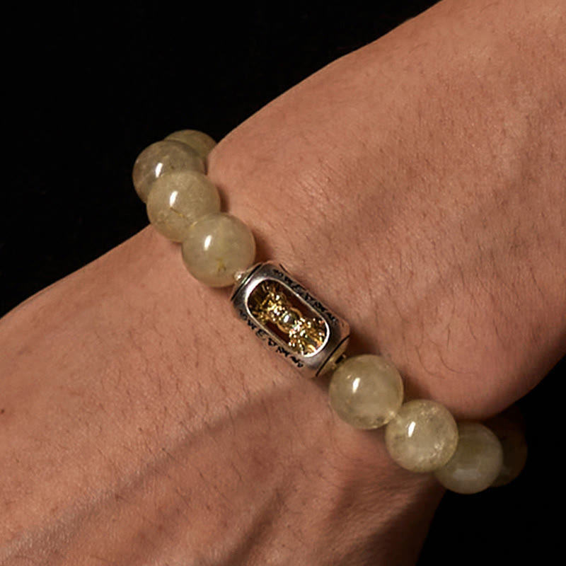 Buddha Stones Natural Citrine Om Mani Padme Hum Prosperity Bracelet