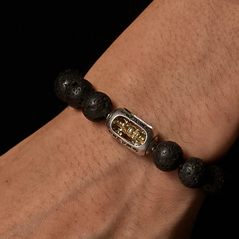 FREE Today: Calm Healing Natural Lava Rock Om Mani Padme Hum Dorje Vajra Bracelet