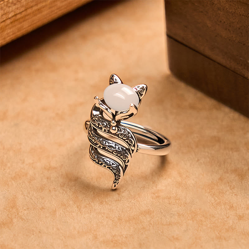 Buddha Stones Copper Fox Head Open Healing Ring