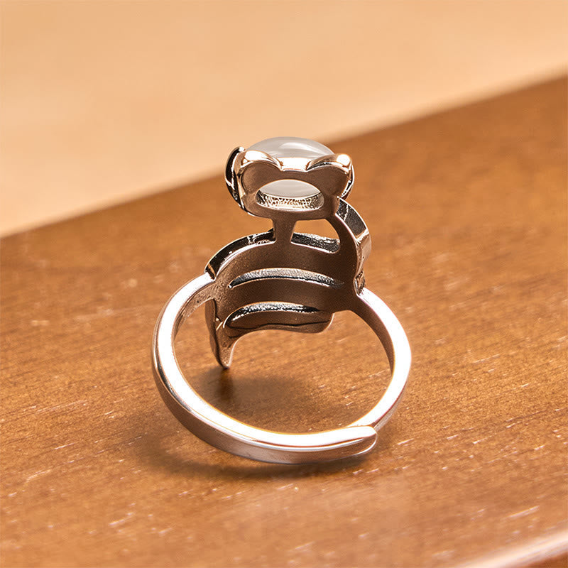Buddha Stones Copper Fox Head Open Healing Ring