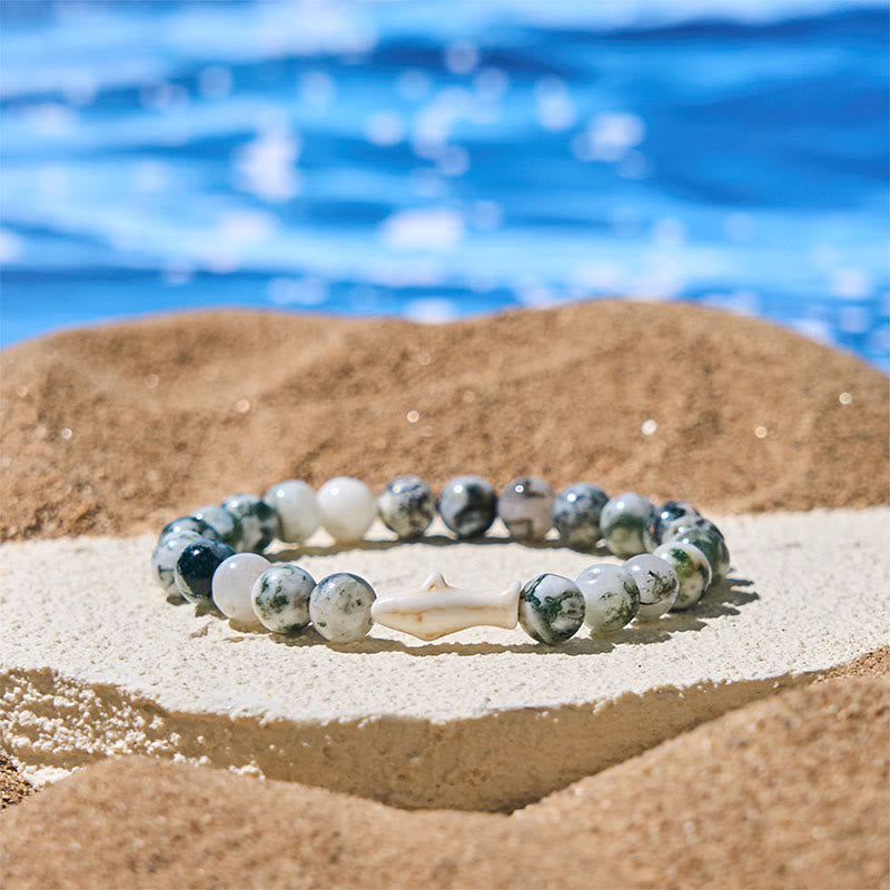 FREE Today: Positivity and Wisdom Natural Agate Stone Shark Bracelet