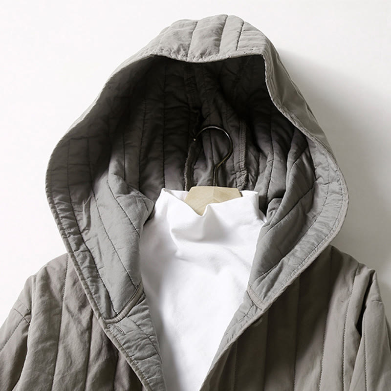 Buddha Stones Cord Design Quilting Women's Long Sleeve Cotton Hoodie Jacket With Pocket