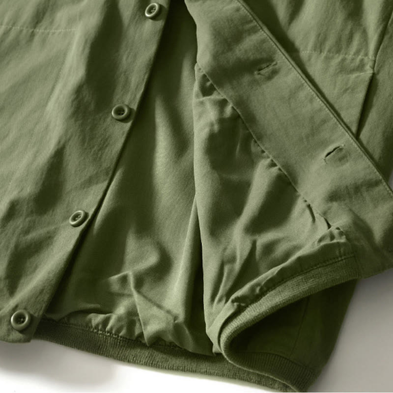 Buddha Stones Fall Solid Long Sleeve Buttons Down Men Cotton Shirt With Pockets