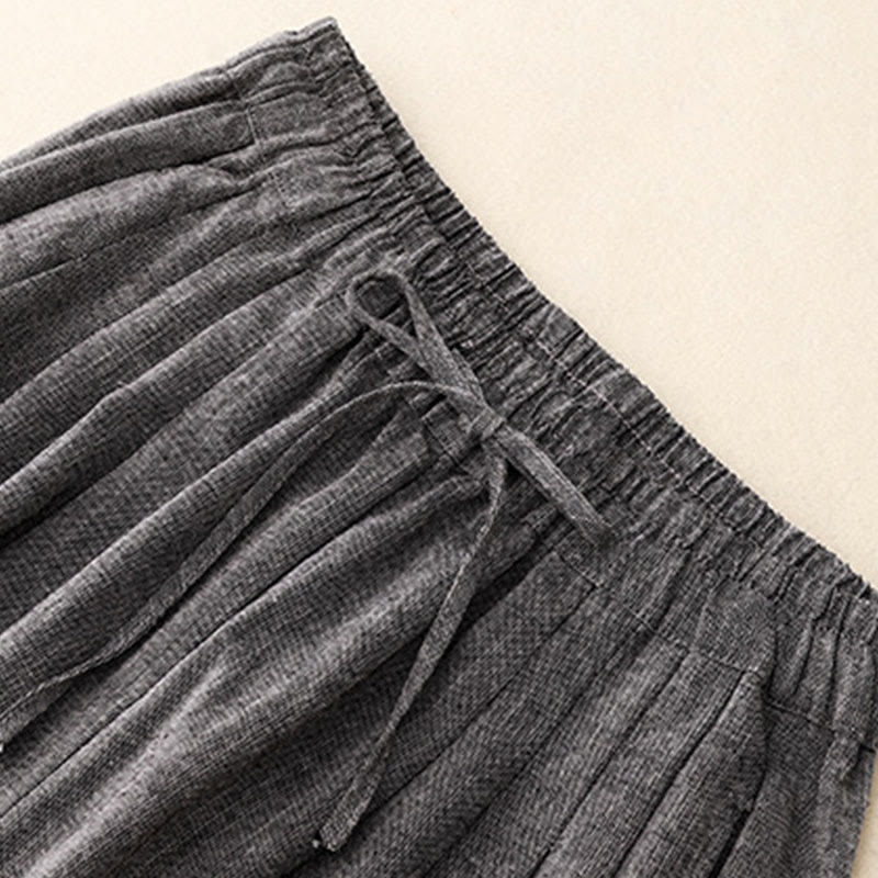 Buddha Stones Casual Textured Fabrics Women's Polyester Wide Leg Pants With Pockets