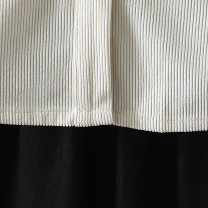 Buddha Stones Commute Plain Buttons Cotton Corduroy Women's Long Sleeve Shirt