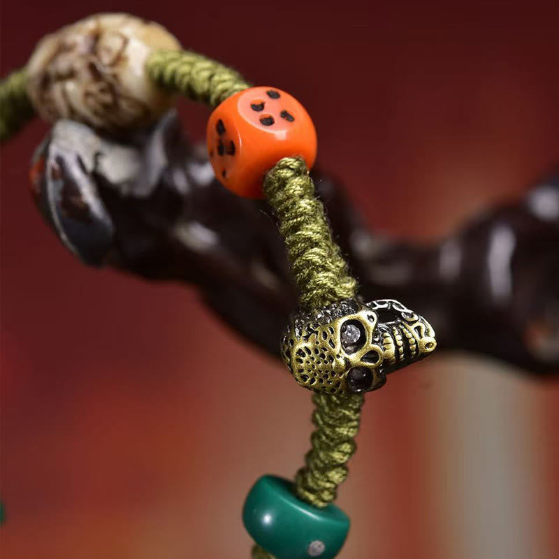 Buddha Stones Tibetan Dragon Pattern Dice Handmade Rope Bracelet