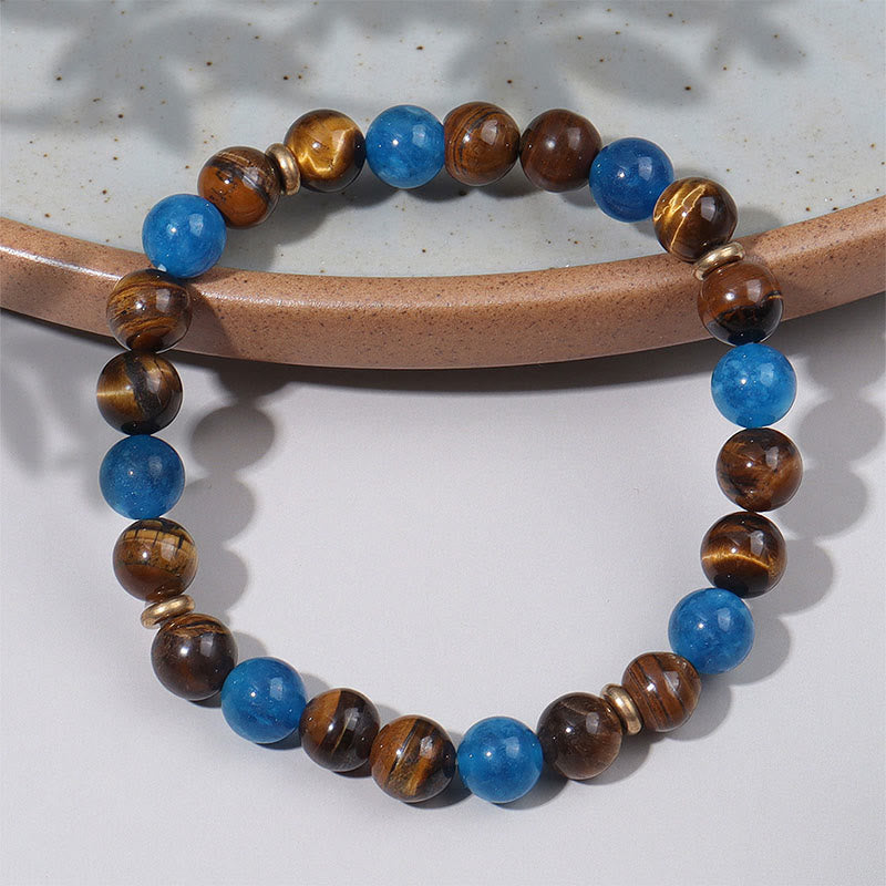 Buddha Stones Apatite Tiger Eye Spacer Beads Motivation Bracelet