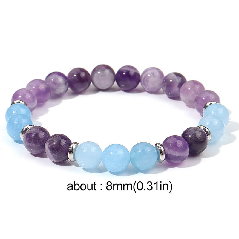 Buddha Stones Amethyst Aquamarine Spacer Beads Peace Bracelet