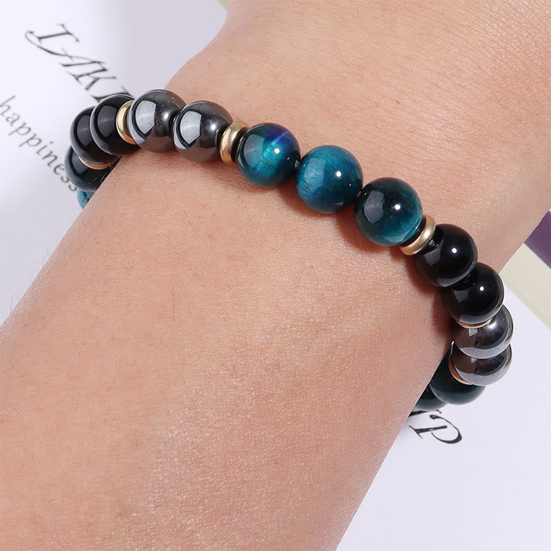 Buddha Stones Natural Blue Tiger Eye Beads Balance Bracelet