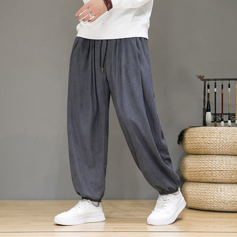 Buddha Stones Commute Plain Men's Thermal Fleece-Lined Ankle-Length Pants With Pockets