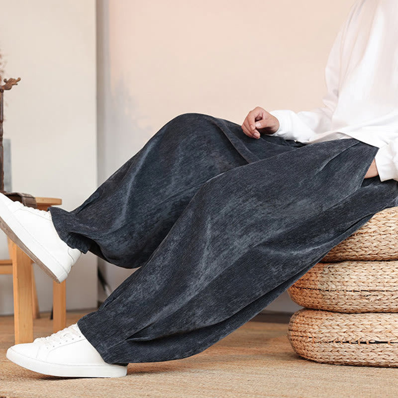 Buddha Stones Casual Solid Color Simple Design Men's Cotton Pants With Pockets