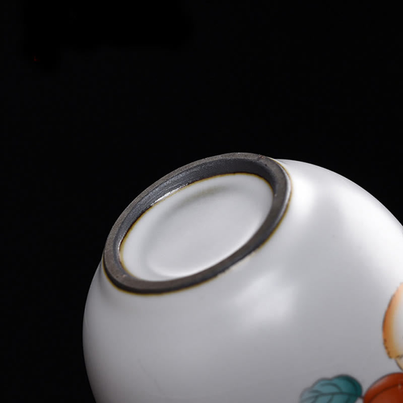 Buddha Stones Cute Lying Cat Branches Teacup Kung Fu Tea Cup With Gift Box