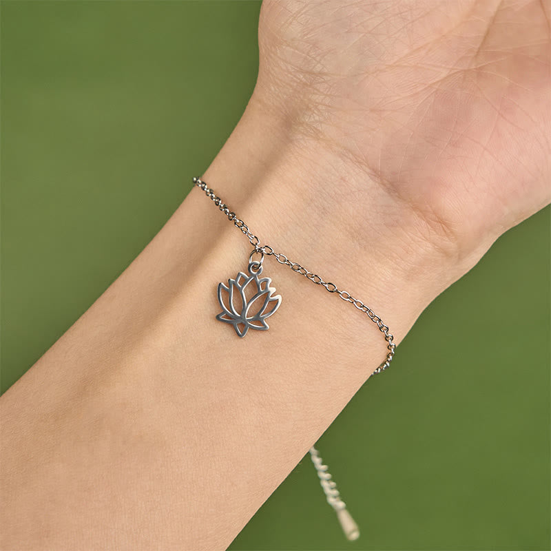 FREE Today: Enlightenment and Balance Lotus Pattern Titanium Steel Bracelet