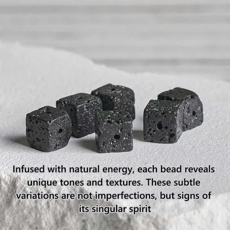 FREE Today: Support and Fortune Natural Frosted Black Onyx Square Lava Rock Bracelet
