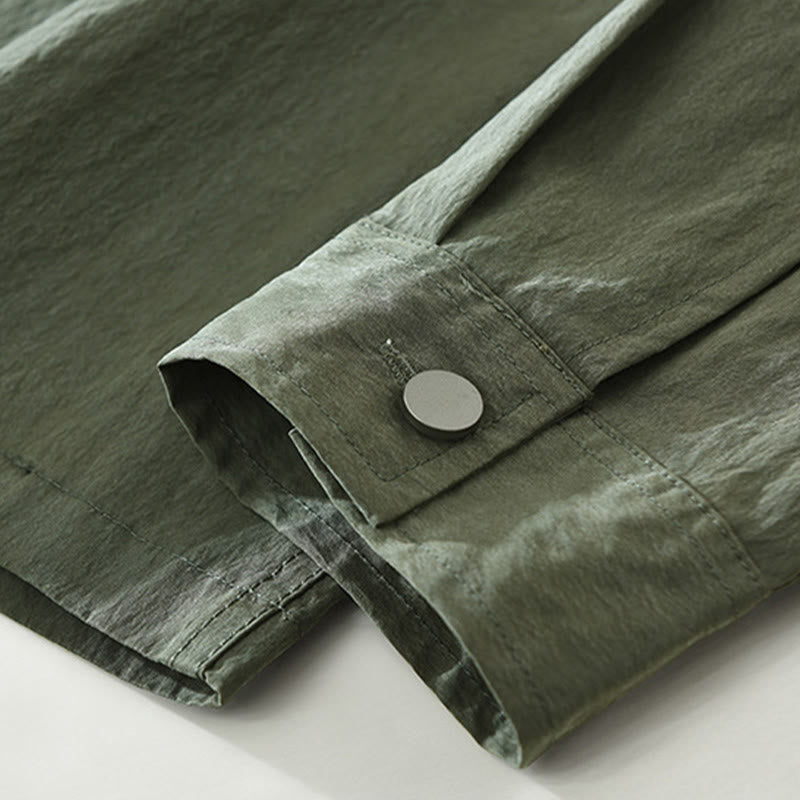 Buddha Stones Daily Long Sleeve Buttons Simple Design Men's Shirt With Pockets