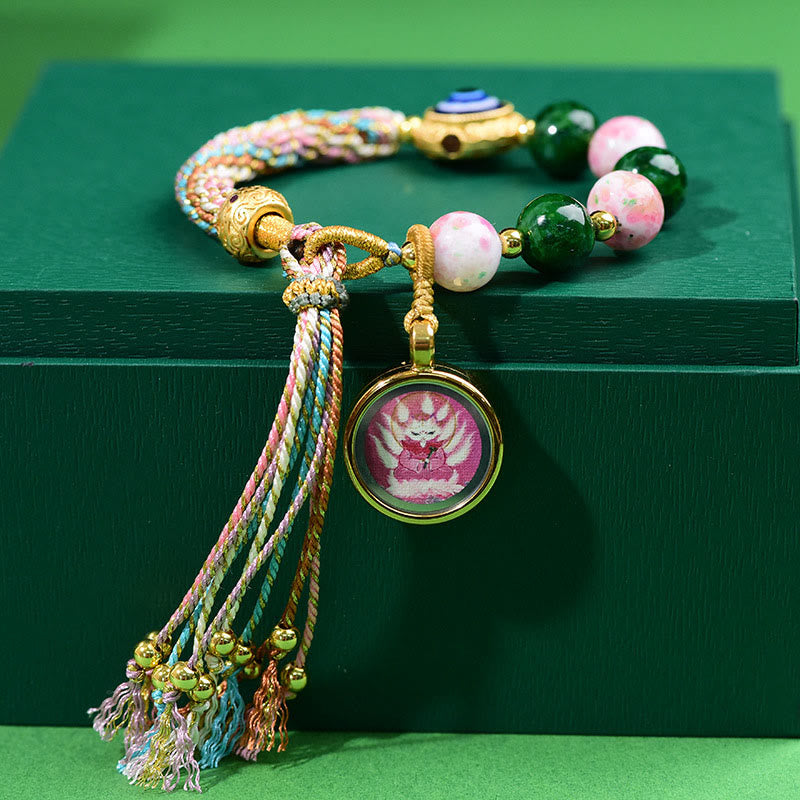 Buddha Stones Tibet Evil Eye Nine Tailed Fox Thangka Keep Away Evil Spirits String Bracelet