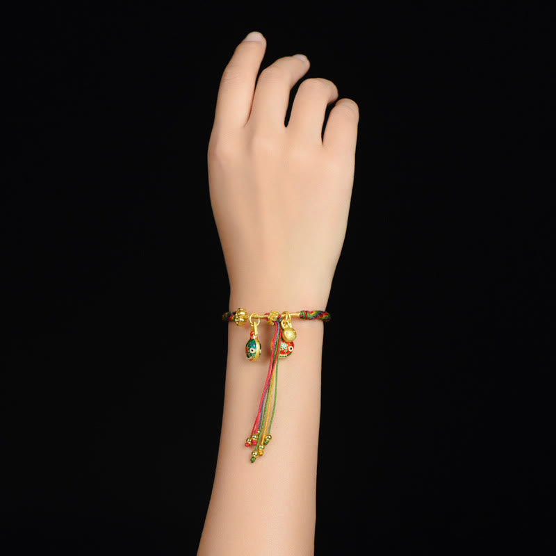 FREE Today: Luck Faith Tibet Gold Swallowing Beast Family Luck Knot Braid Colorful String Bracelet