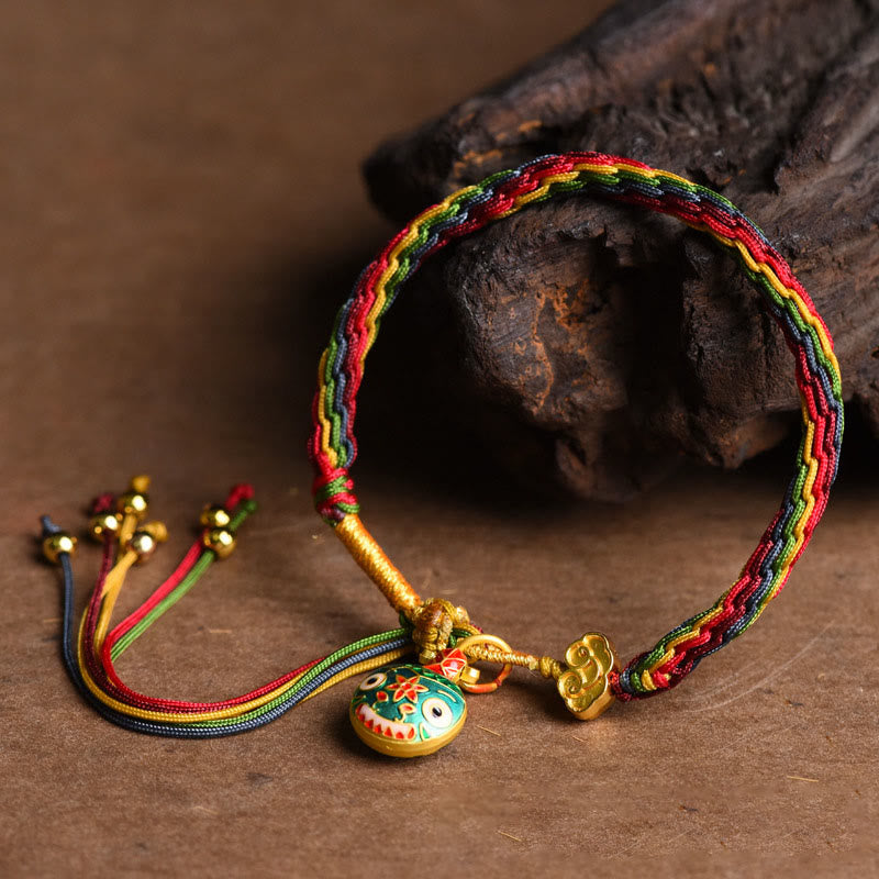 FREE Today: Luck Faith Tibet Gold Swallowing Beast Family Luck Knot Braid Colorful String Bracelet