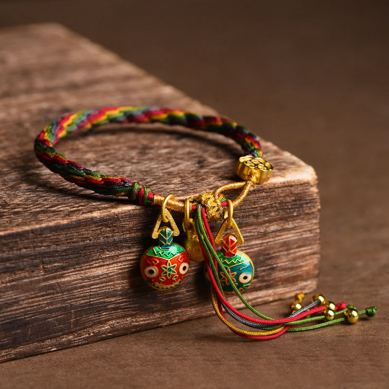 FREE Today: Luck Faith Tibet Gold Swallowing Beast Family Luck Knot Braid Colorful String Bracelet