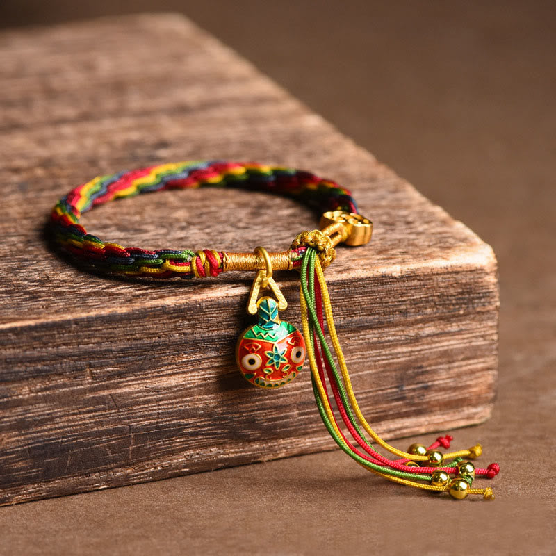 FREE Today: Luck Faith Tibet Gold Swallowing Beast Family Luck Knot Braid Colorful String Bracelet