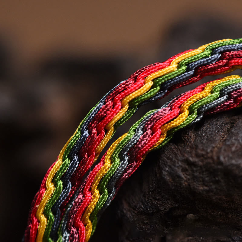 FREE Today: Luck Faith Tibet Gold Swallowing Beast Family Luck Knot Braid Colorful String Bracelet