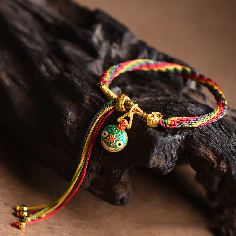 FREE Today: Luck Faith Tibet Gold Swallowing Beast Family Luck Knot Braid Colorful String Bracelet