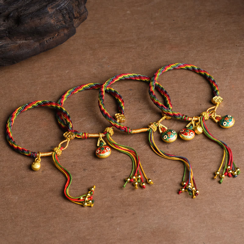 FREE Today: Luck Faith Tibet Gold Swallowing Beast Family Luck Knot Braid Colorful String Bracelet