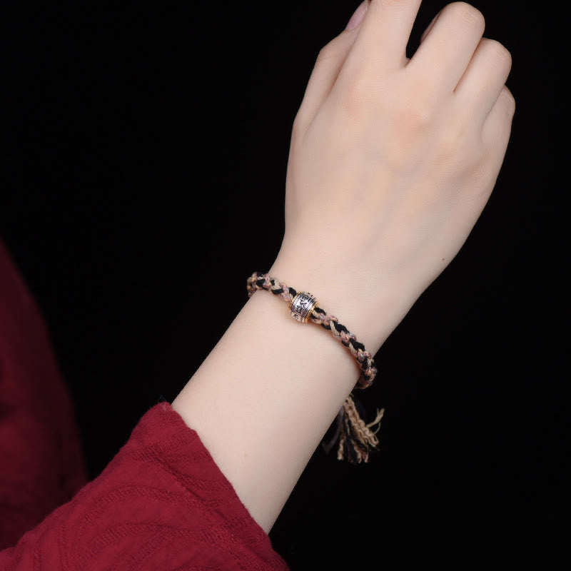 Buddha Stones Tibet Om Mani Padme Hum Carved Zakiram Focus Rope Bracelet