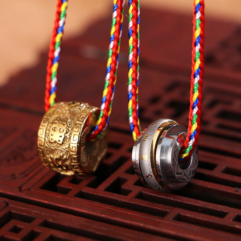 FREE Today: Creativity and Purity Om Mani Padme Hum Titanium Steel Rotatable Necklace Pendant