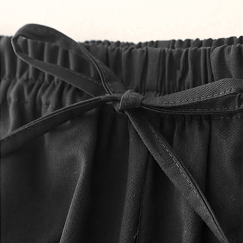 Buddha Stones Plain 7-8 Length Women's Harem Cotton Pants With Pockets